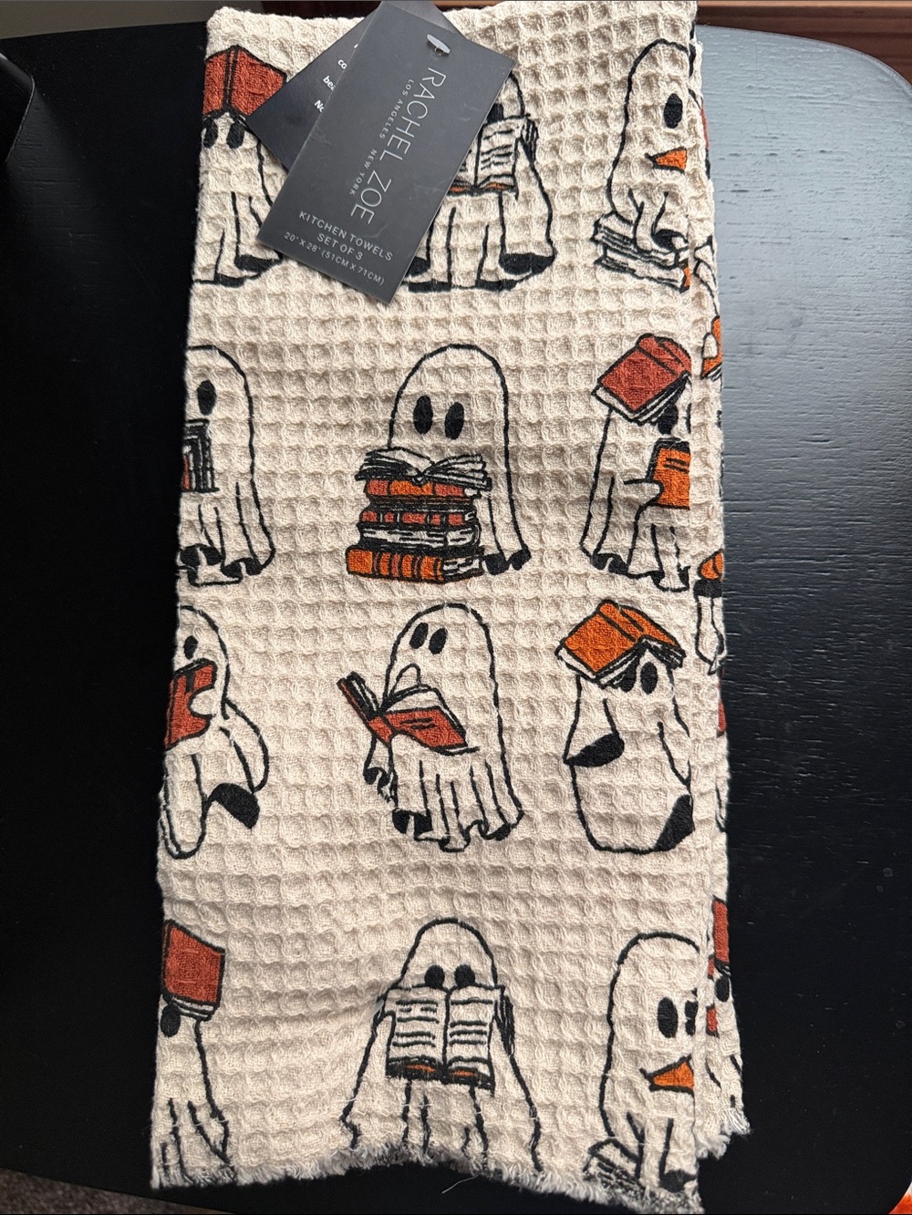 RACHEL ZOE ghosts with books kitchen towel Bundle